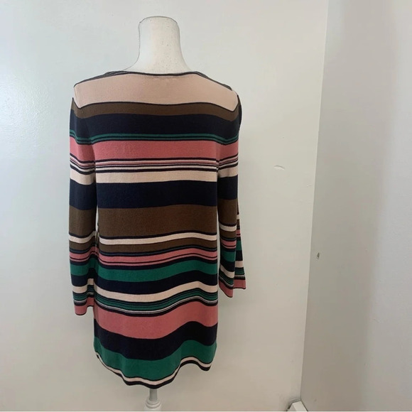 J Jill Sweater Woman Medium  Pink Stripe 3/4 Sleeve Stretch Cotton Blend - Picture 6 of 14